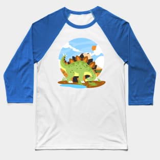 Stegosaurus Dinosaur Drawing Baseball T-Shirt